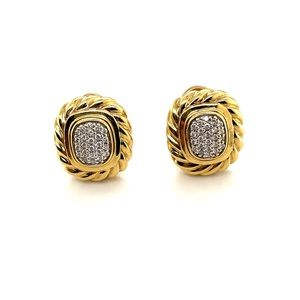 David Yurman Albion 18K Yellow Gold Diamond Cable Earrings